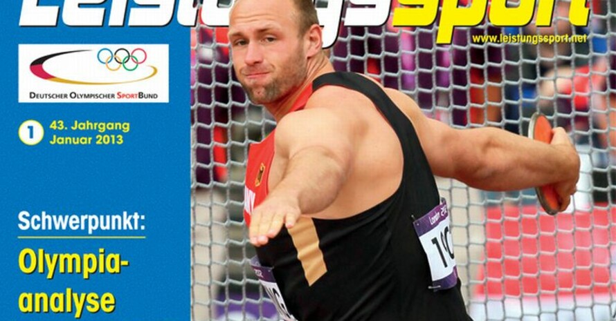 Robert Hartings Wurf zu Gold bei den Olympischen Spielen in London ziert den Titel der aktuellen Ausgabe der Zeitschrift Leistungssport. Foto: Screenshot DOSB