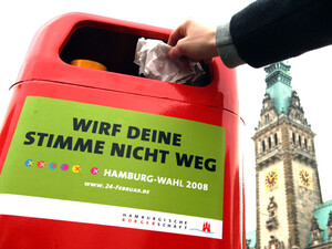 Der Hamburger Sportbund fordert zum Gang zur Wahlurne auf. Copyright: picture-alliance