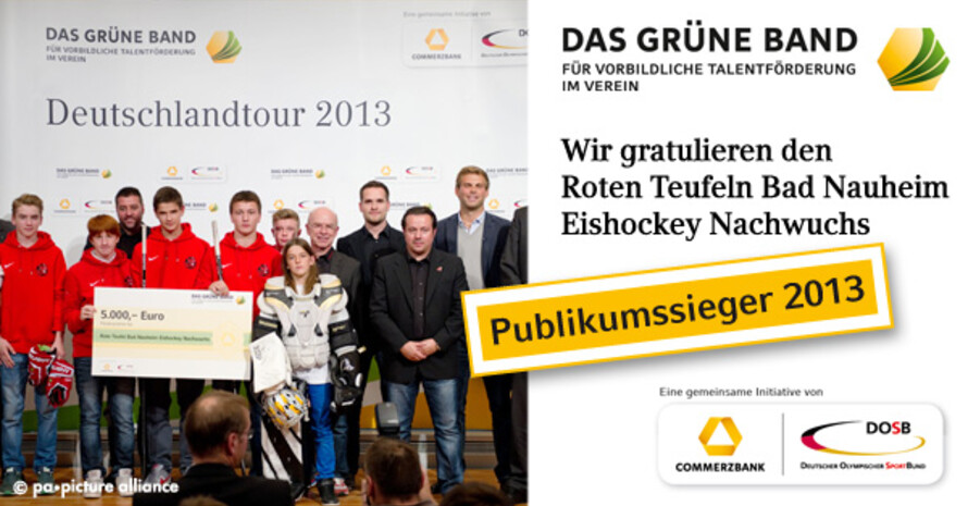 Die Roten Teufel Bad Nauheim Eishockey Nachwuchs sind Publikumssieger 2013! Bild: dpa/picture-alliance