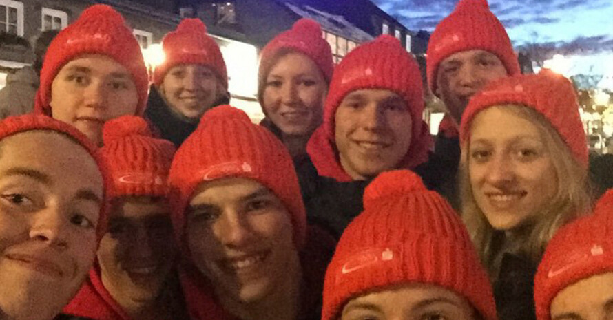 Selfie der Eliteschüler der Sports beim der Medaillenzeremonie der Bob und Skeleton WM in Winterberg. Bild und Post: Max Lemke