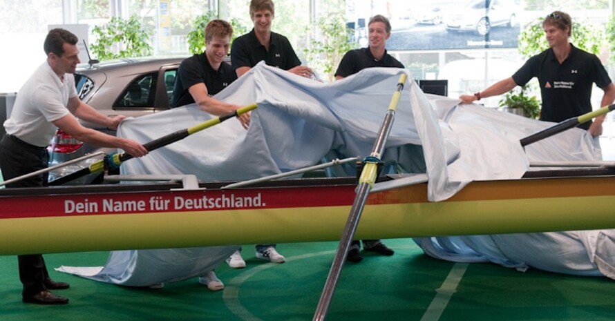 Auch der Deutschland Achter wirbt für die Sporthilfe-Kampagne. Foto: picture-alliance
