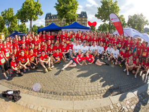 Teilnehmerinnen und Teilnehmer der Aktion für gesunden Sport und gesunde Lebensführung beim Mannheim-Marathon. Foto: Sidiropoulos