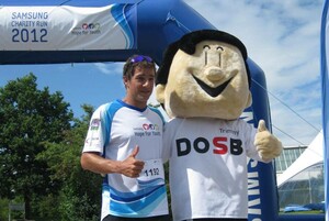 Trimmy und "Team Samsung"-Athlet Lothar Leder auf dem Festival des Sports in Sindelfingen