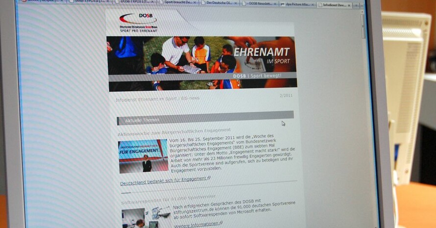 Sechs Mal im Jahr erscheint der Ehrenamts-Newsletter "EiS-News" auf dem Bildschirm der Abonnenten. Foto: DOSB