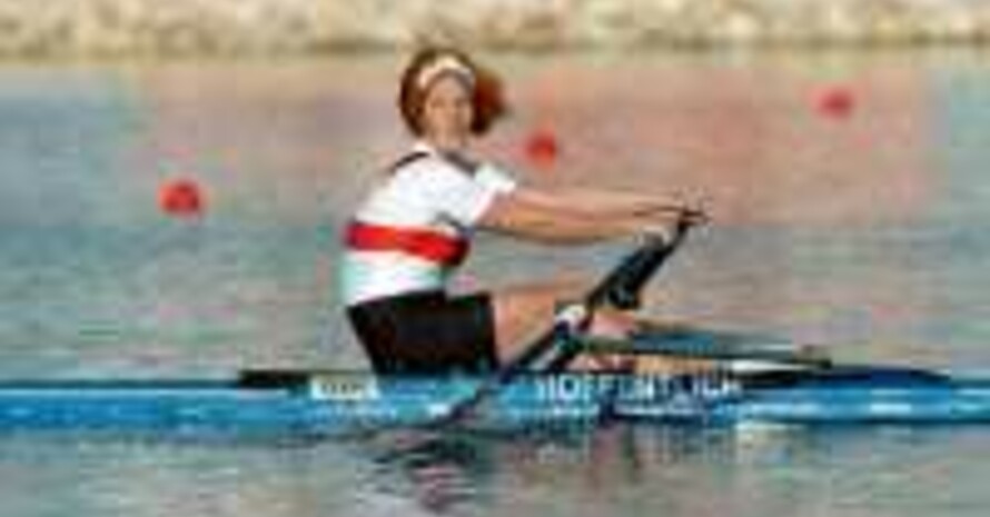 Foto: Katrin Rutschow-Stomporowski auf dem Weg zu ihrer Goldmedaille. Copyright dpa/picture-alliance