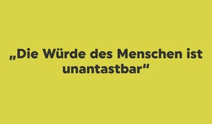 Die Allianz für Weltoffenheit, ein Bündnis religiöser und gesellschaftlicher Gruppen, erinnert in der Flüchtlingdebatte daran, dass die Würde des Menschen unantastbar ist. Quelle: Screenshot vom Flyer