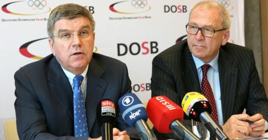 DOSB-Präsident Thomas Bach (li.) und DOSB-Generaldirektor Michael Vesper; Foto: picture-alliance