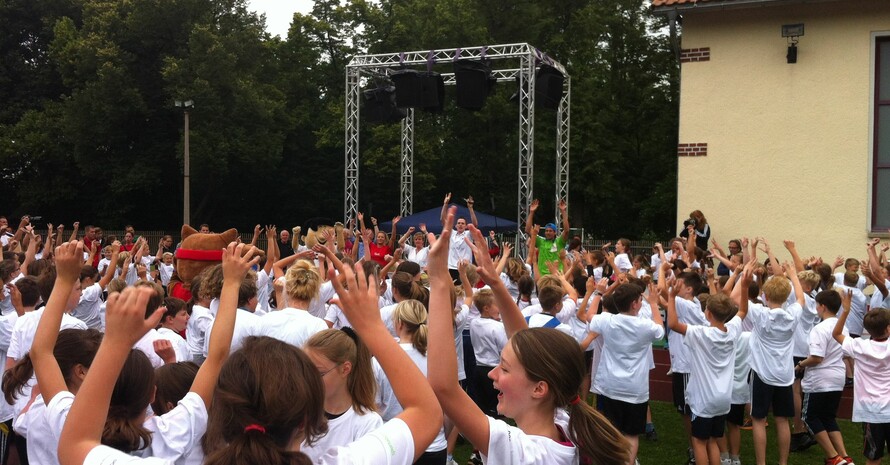 Tolle Stimmung bei der Sportabzeichentour in Schmölln. Foto: Sebastian Jochum