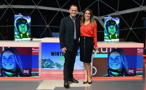 DOSB-Präsident Alfons Hörmann und Eurosport-Moderatorin Birgit Nössing bei der Ski-WM 2017. Bild: Eurosport
